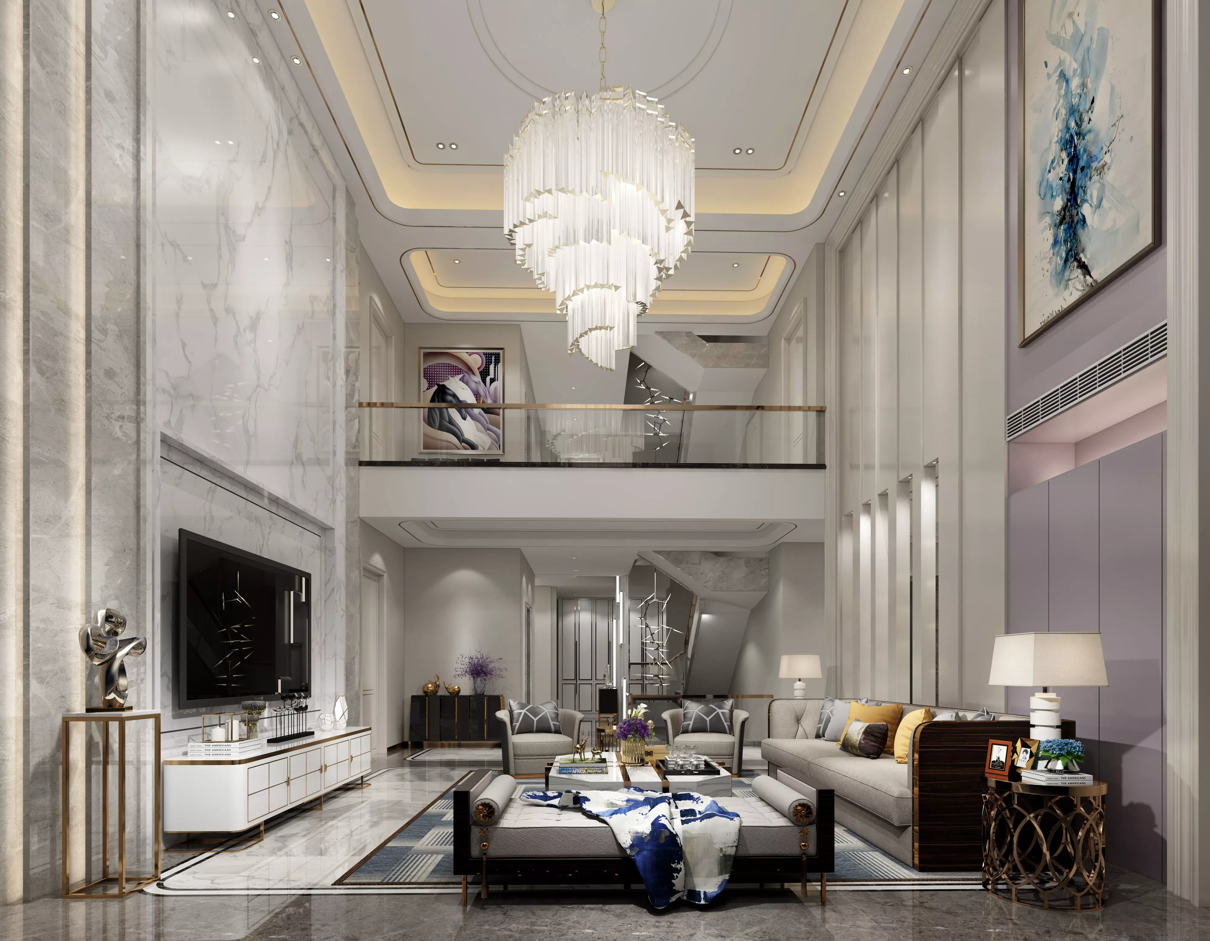 Modern villa interior 3D model_0