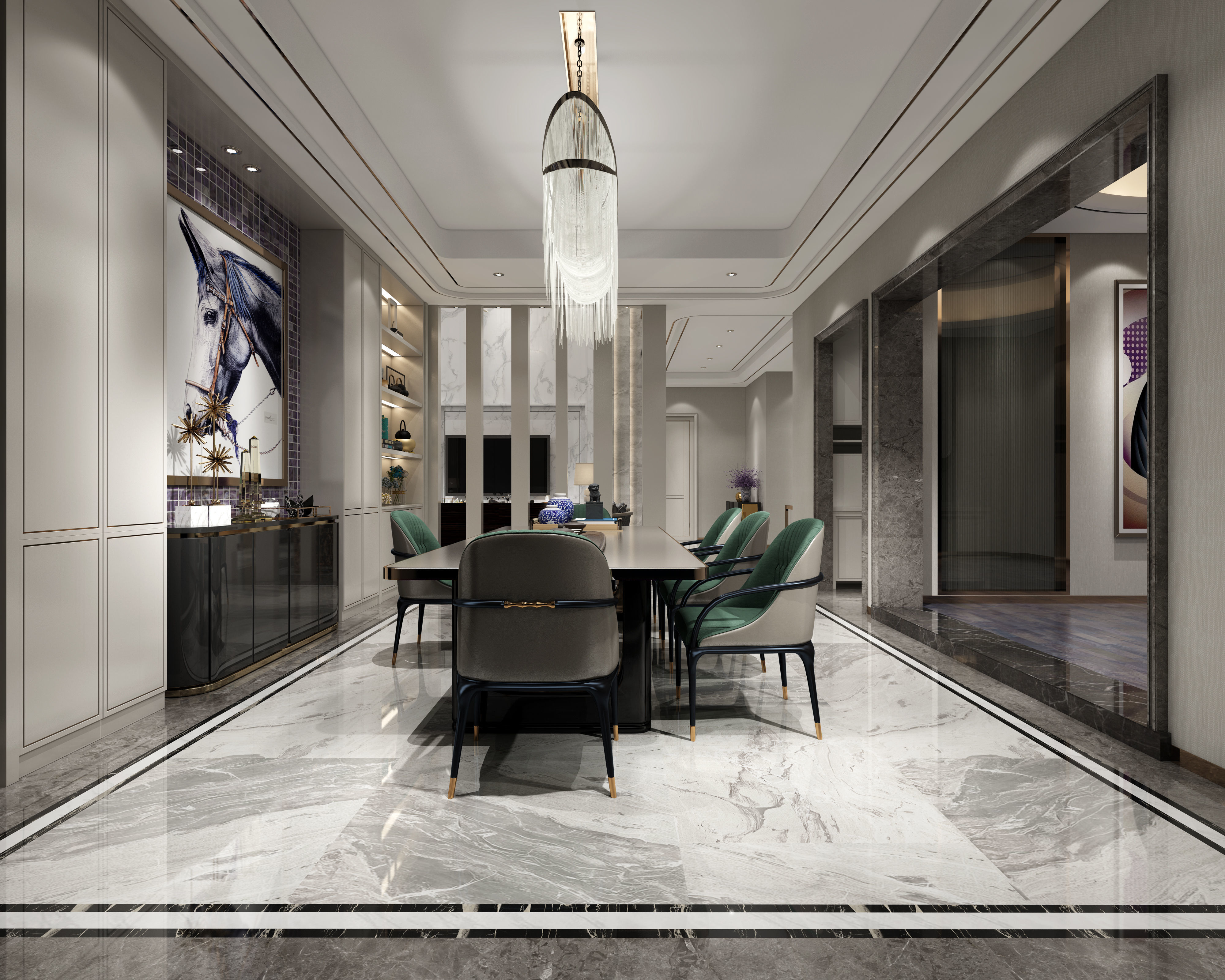 Modern villa interior 3D model_2