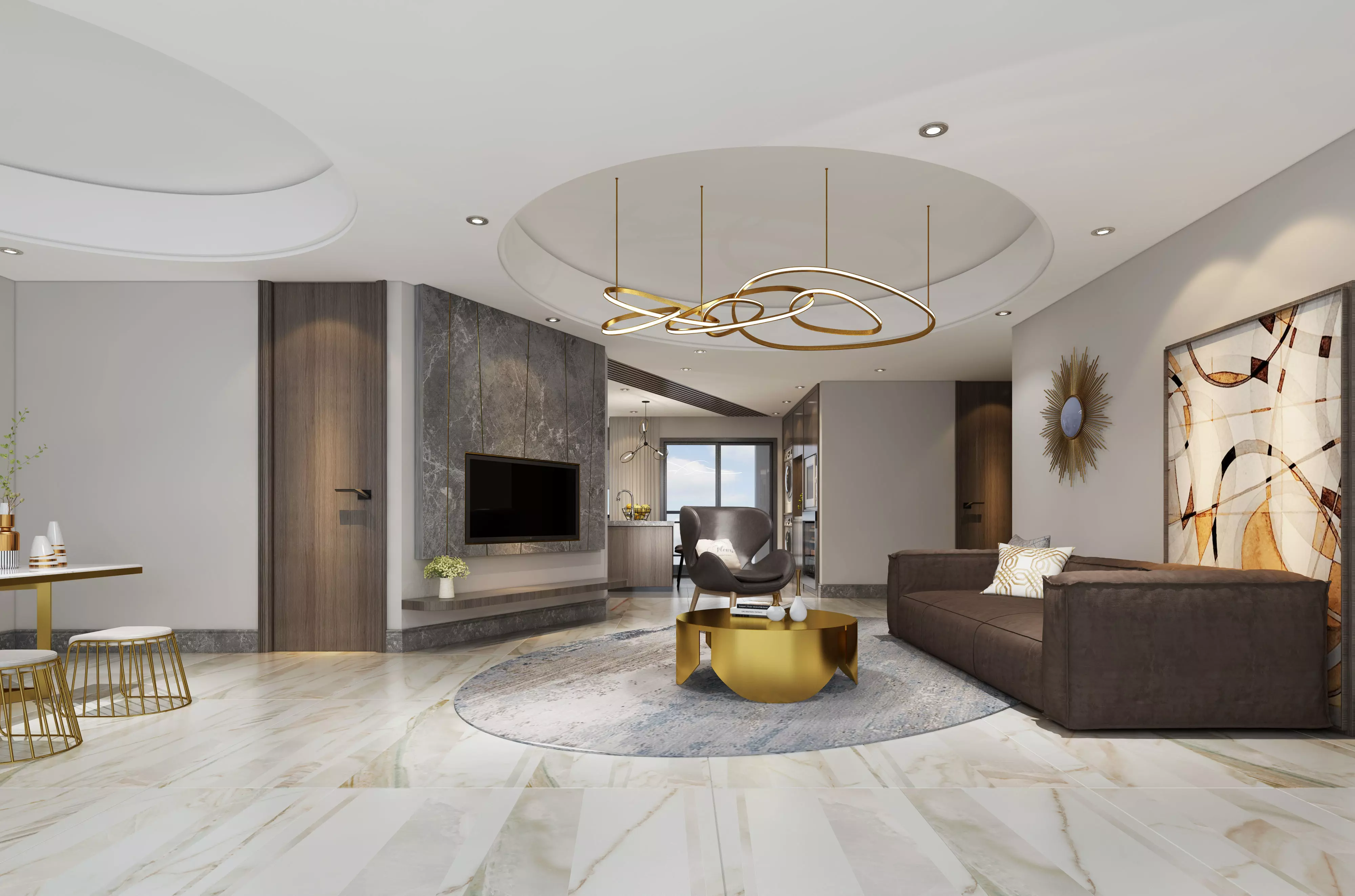 Modern apartment interior 3D model_0