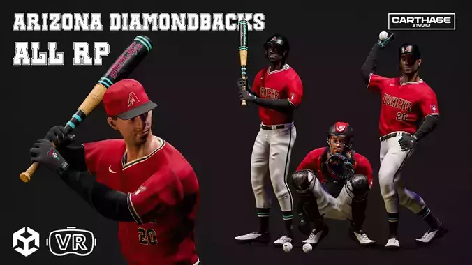 Arizona Diamondbacks Character And Essential Baseball  Equipment Low-poly 3D model
