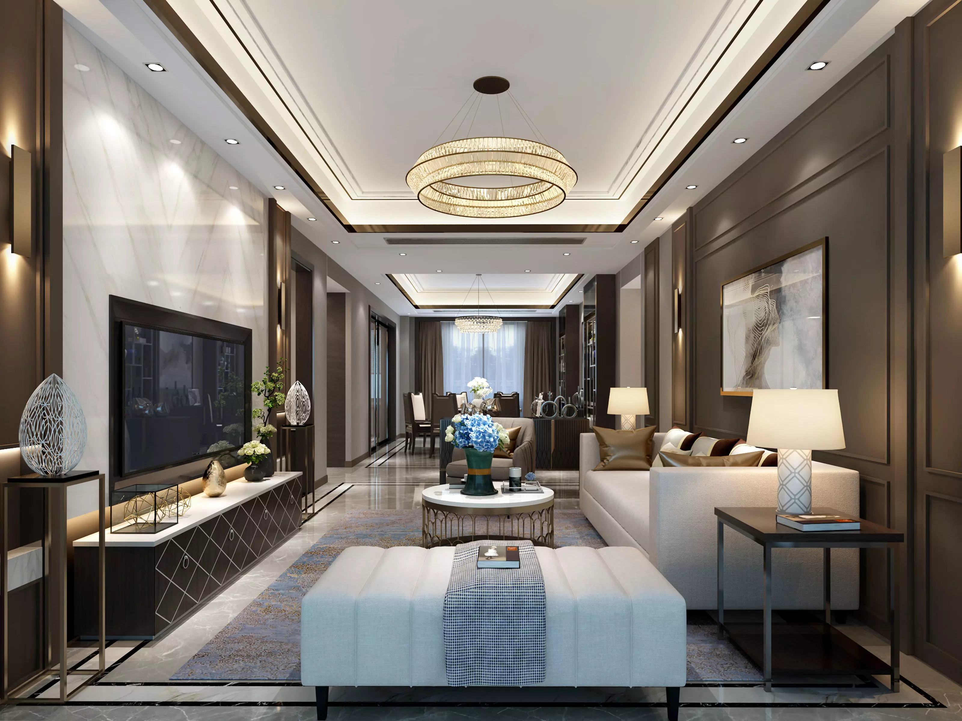 Modern apartment interior 3D model_0