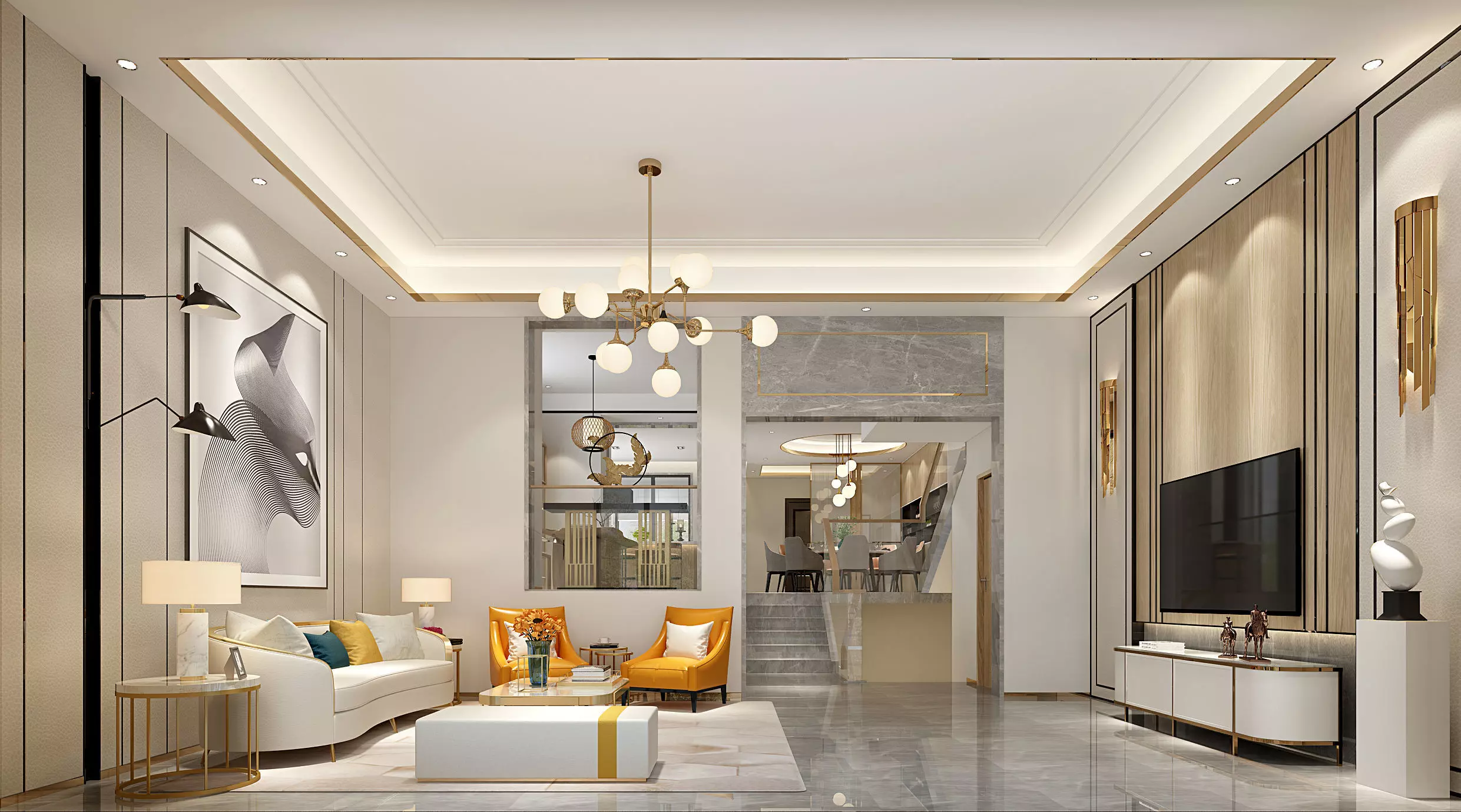 Modern apartment interior 3D model_0