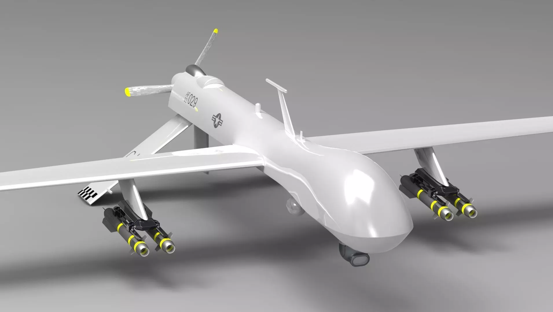 MK-01 Predator Drone - Detailed 3D Model and Animation Projects Low-poly 3D model