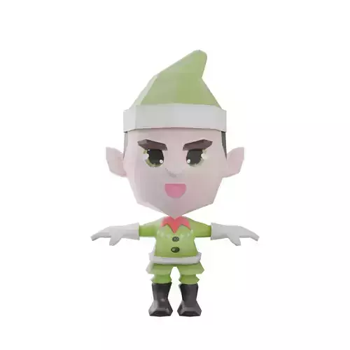 Elf Low Polygon Fantasy Character Christmas 
