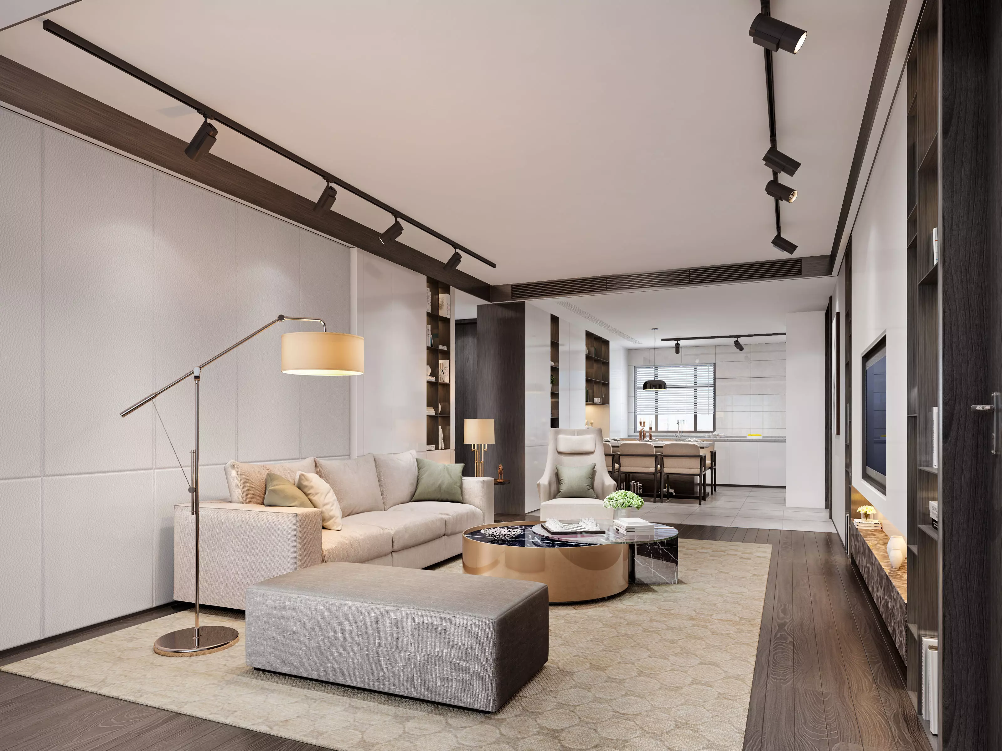 Modern apartment interior 3D model_0