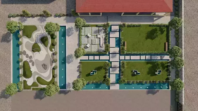3D Exterior Scene 3D model design garden and landscape