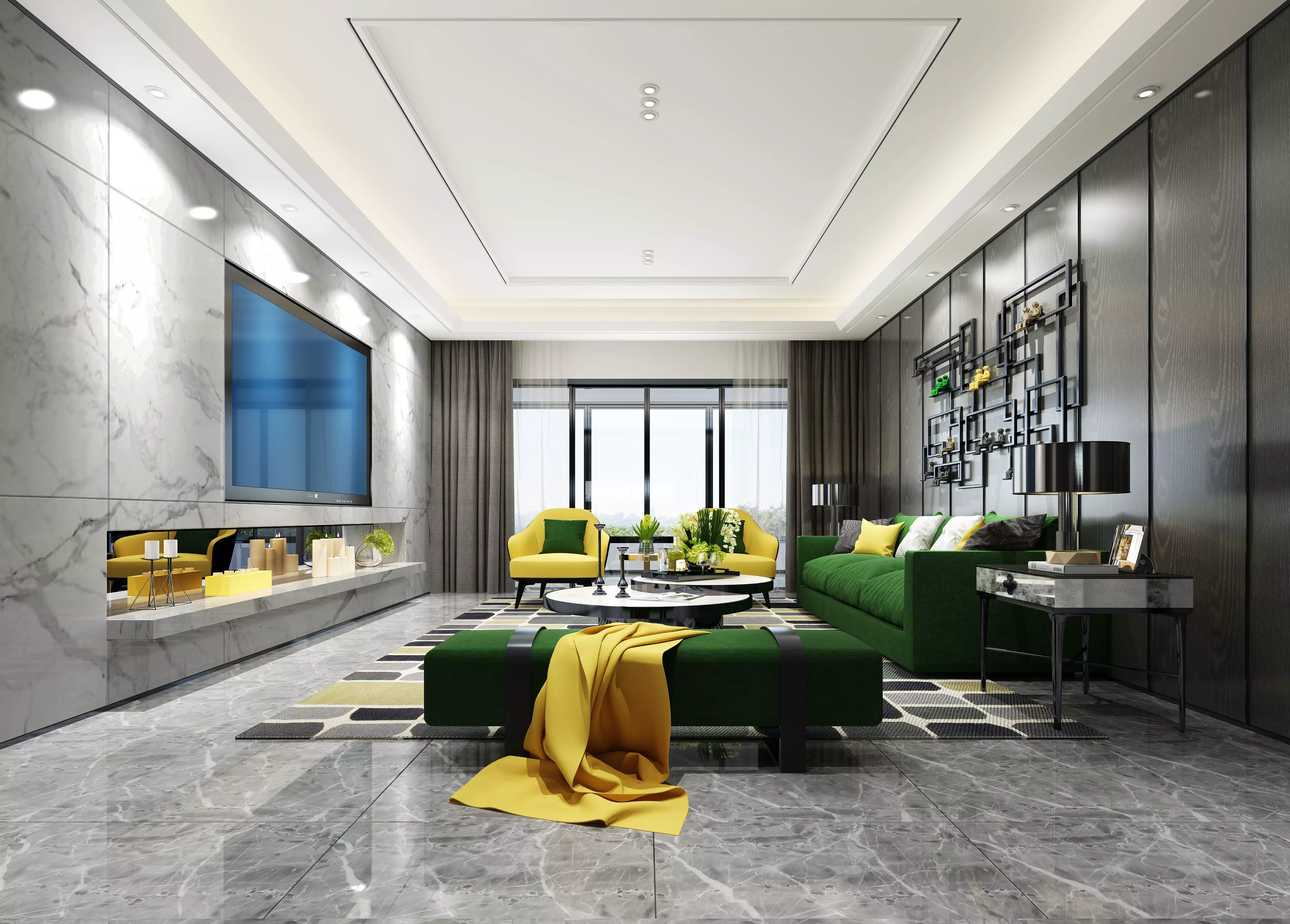 Modern apartment interior 3D model_0