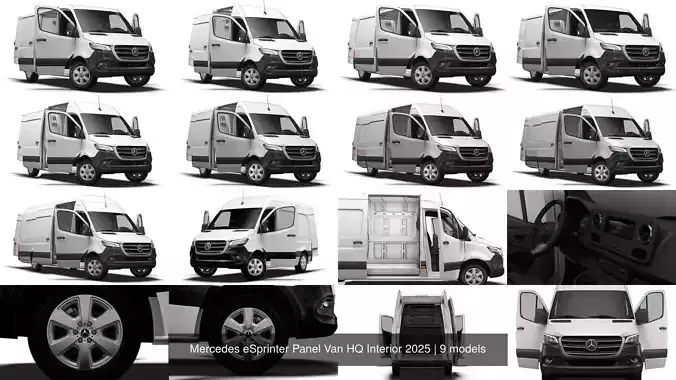 Mercedes eSprinter Panel Van HQ Interior 2025 3D Model Collection