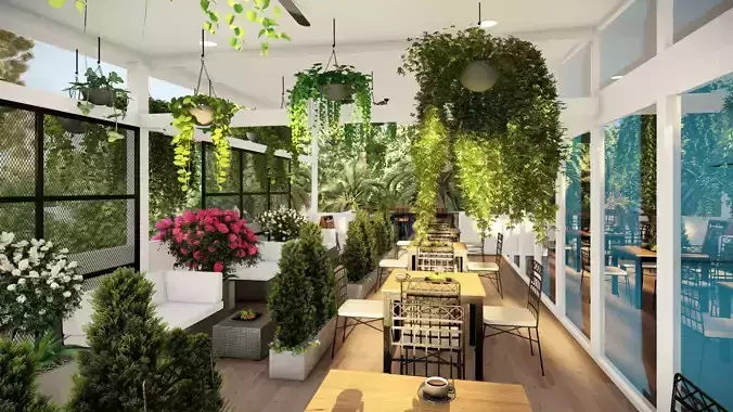 3D Exterior Scene 3D model design garden and landscape 3D model