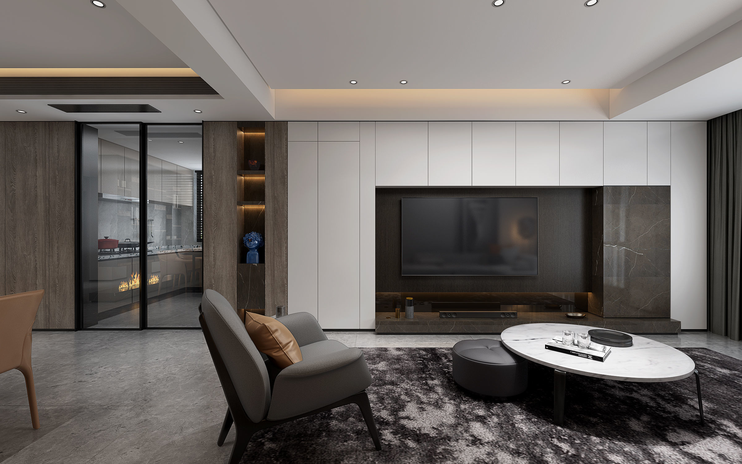 Modern apartment interior 3D model_3