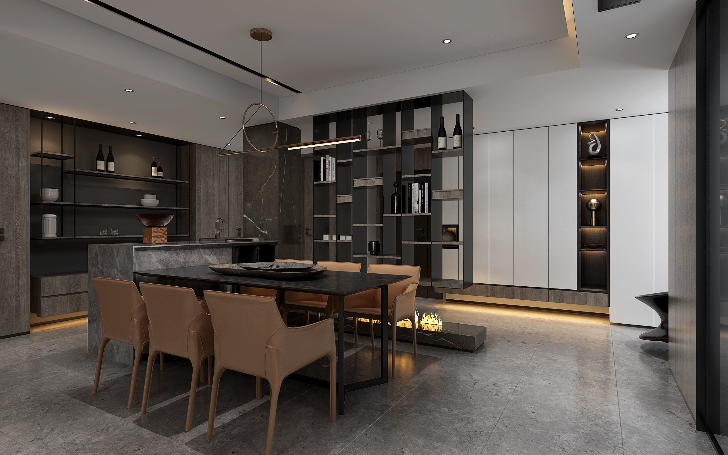 Modern apartment interior 3D model_2