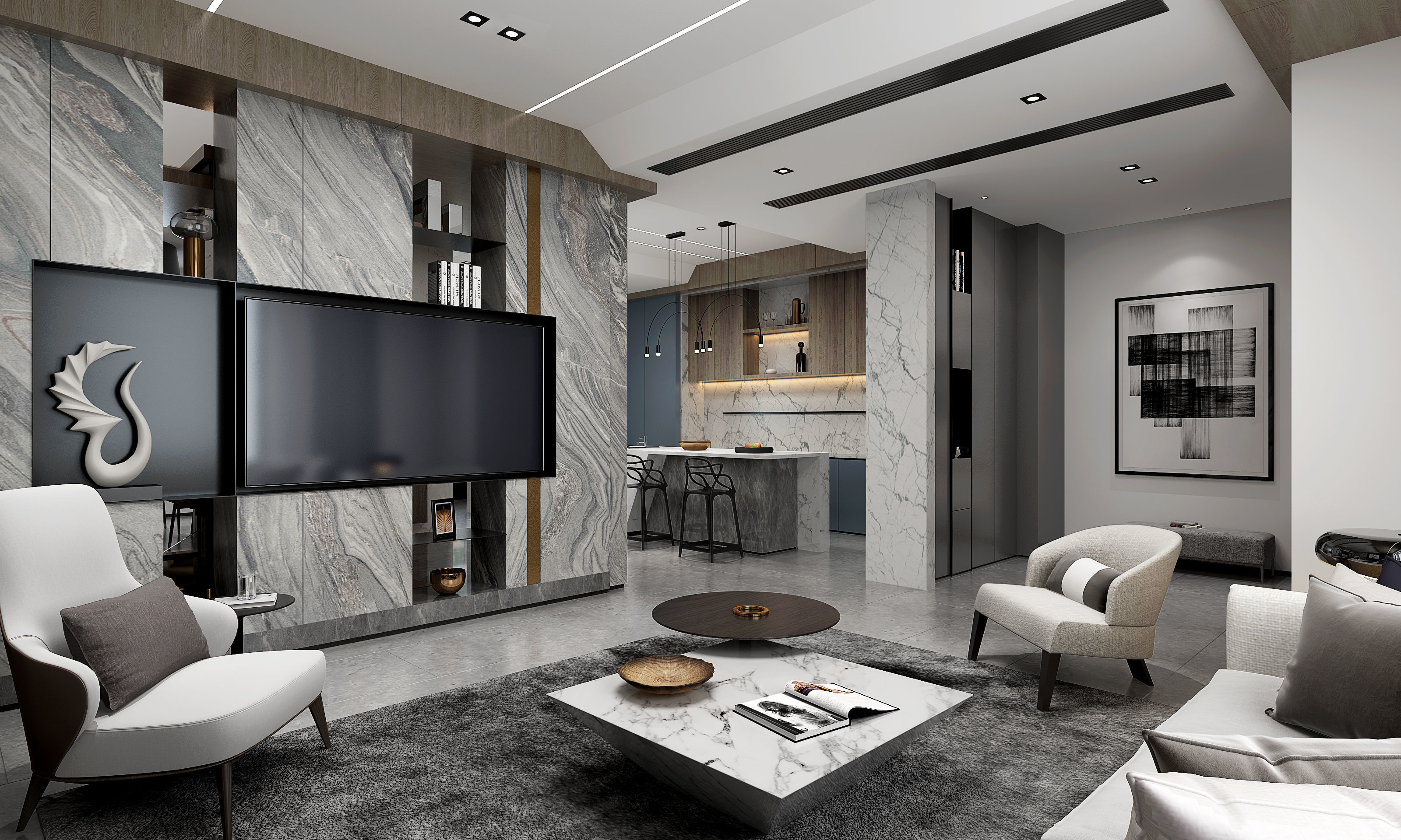 Modern apartment interior 3D model_1