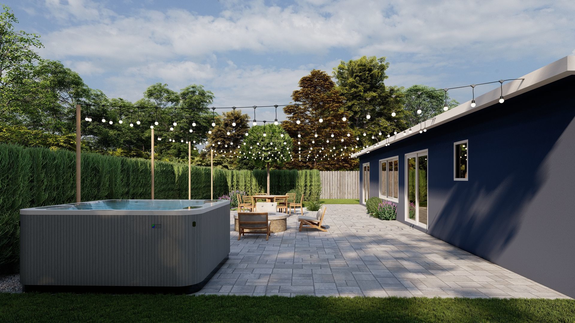 3D Exterior Scene 3D model design garden and landscape 3D model_2