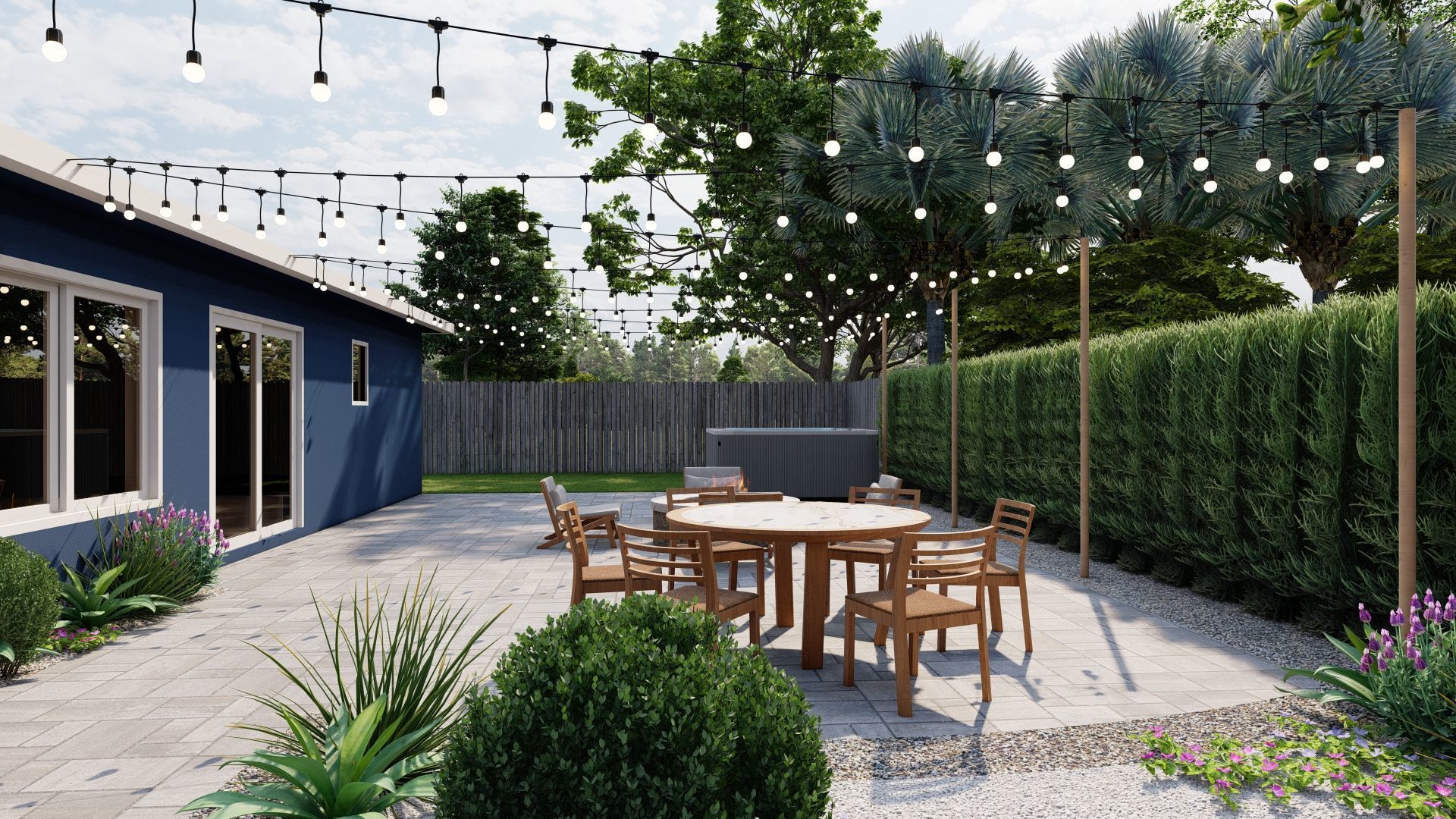 3D Exterior Scene 3D model design garden and landscape 3D model_1