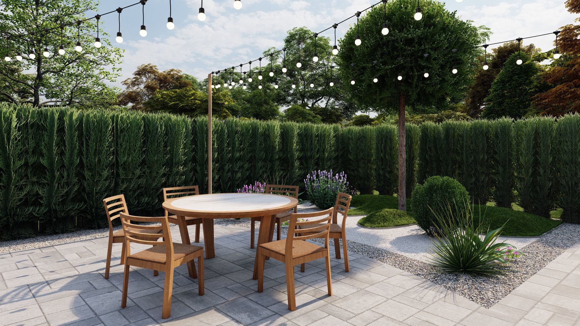 3D Exterior Scene 3D model design garden and landscape 3D model_4