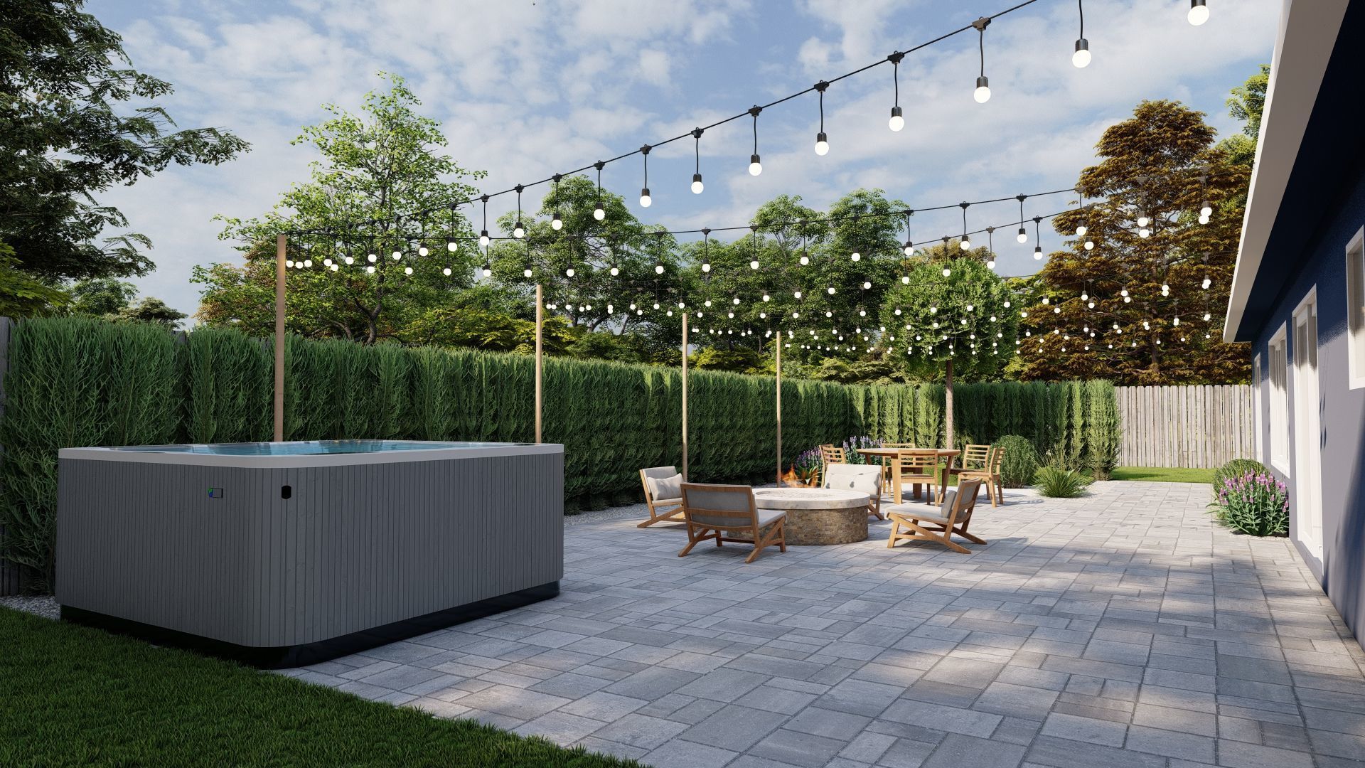 3D Exterior Scene 3D model design garden and landscape 3D model_3