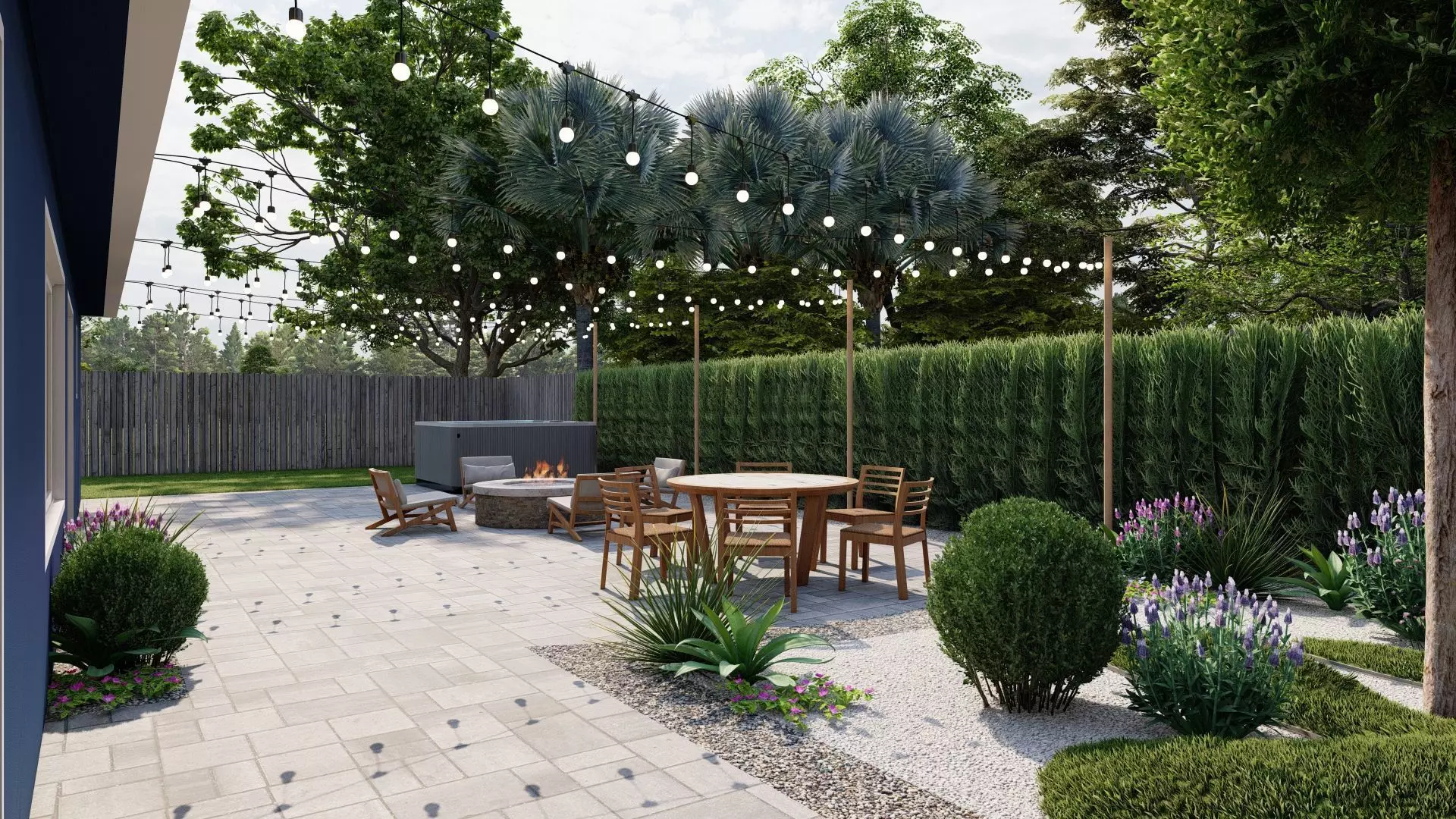 3D Exterior Scene 3D model design garden and landscape 3D model_0