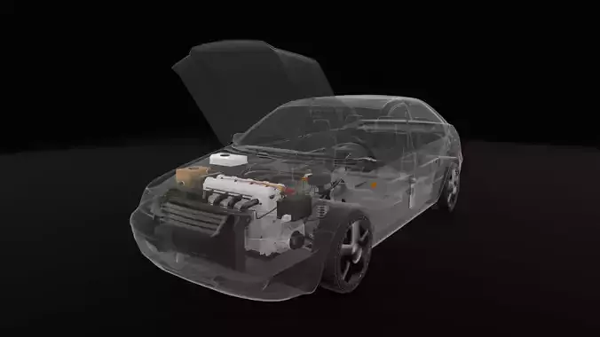 Car Chassis Engine  Cable - 3D Model - Game Ready -Unity 6