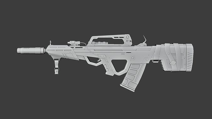 Futuristic Rifle 3d Model 3D model