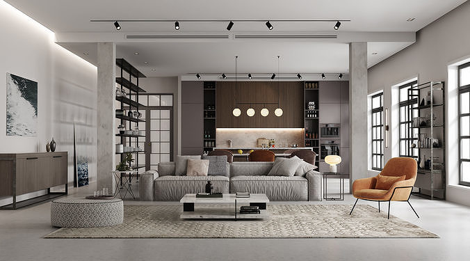 Modern apartment interior 3D model