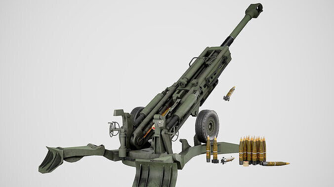Lowpoly M777 Lightweight Towed Howitzer Low-poly 3D model
