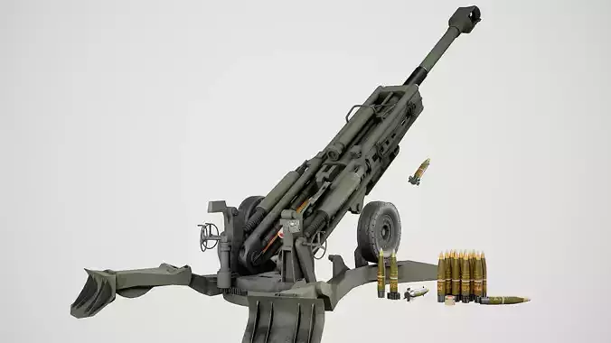 Lowpoly M777 Lightweight Towed Howitzer Low-poly 3D model