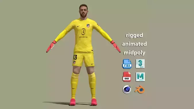 T-Pose Rigged Jan Oblak Atletico Madrid 24-25 3D model