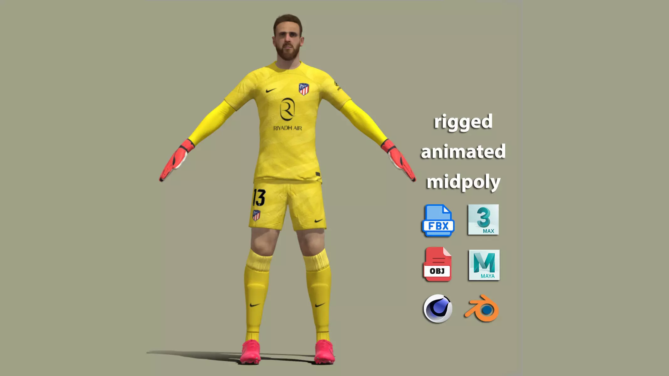 T-Pose Rigged Jan Oblak Atletico Madrid 24-25 3D model_0