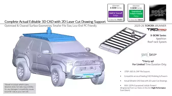 2025 TOYOTA 4Runner datamen X-BOW Ultra Adaptive Roof Rack
