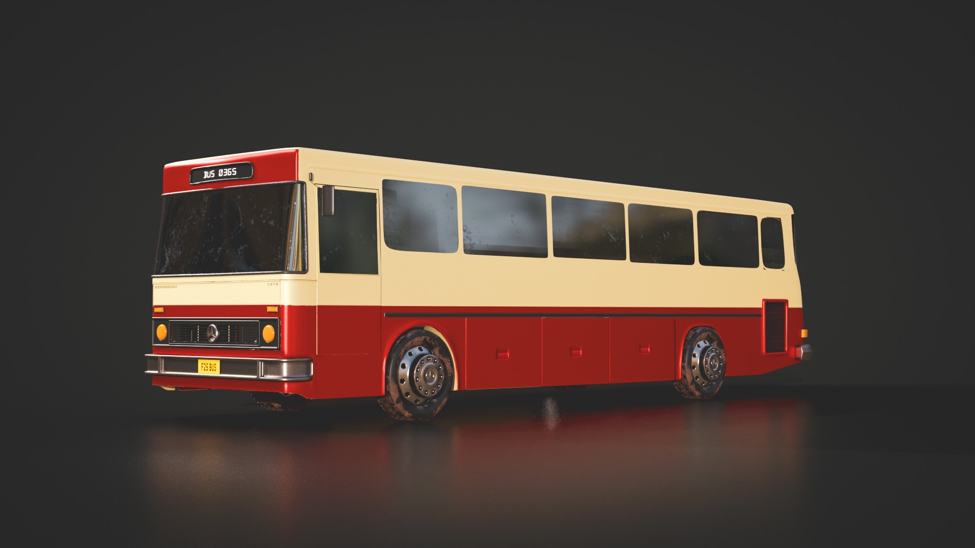 Classic Bus 1978 Low-poly 3D model_6