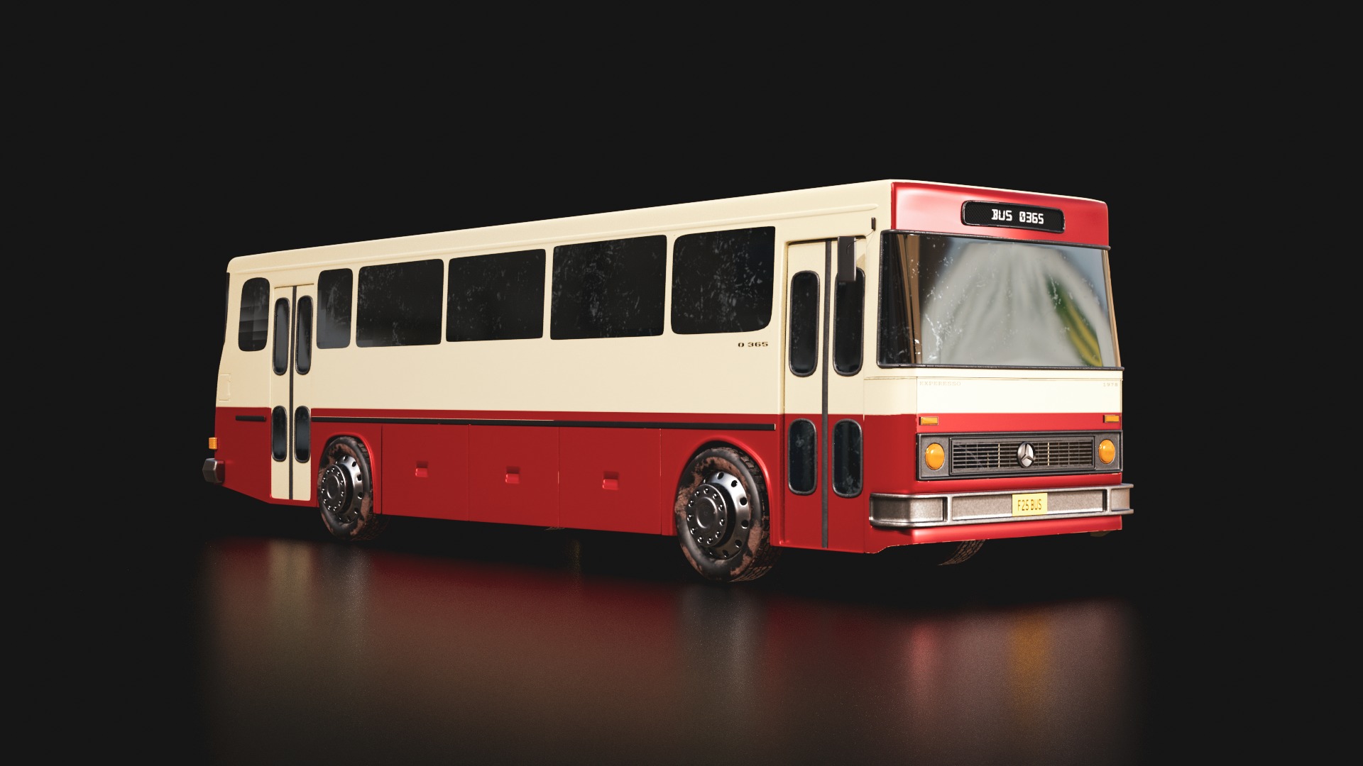 Classic Bus 1978 Low-poly 3D model_2