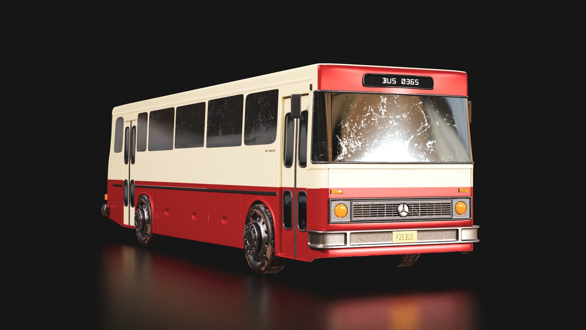 Classic Bus 1978 Low-poly 3D model_3