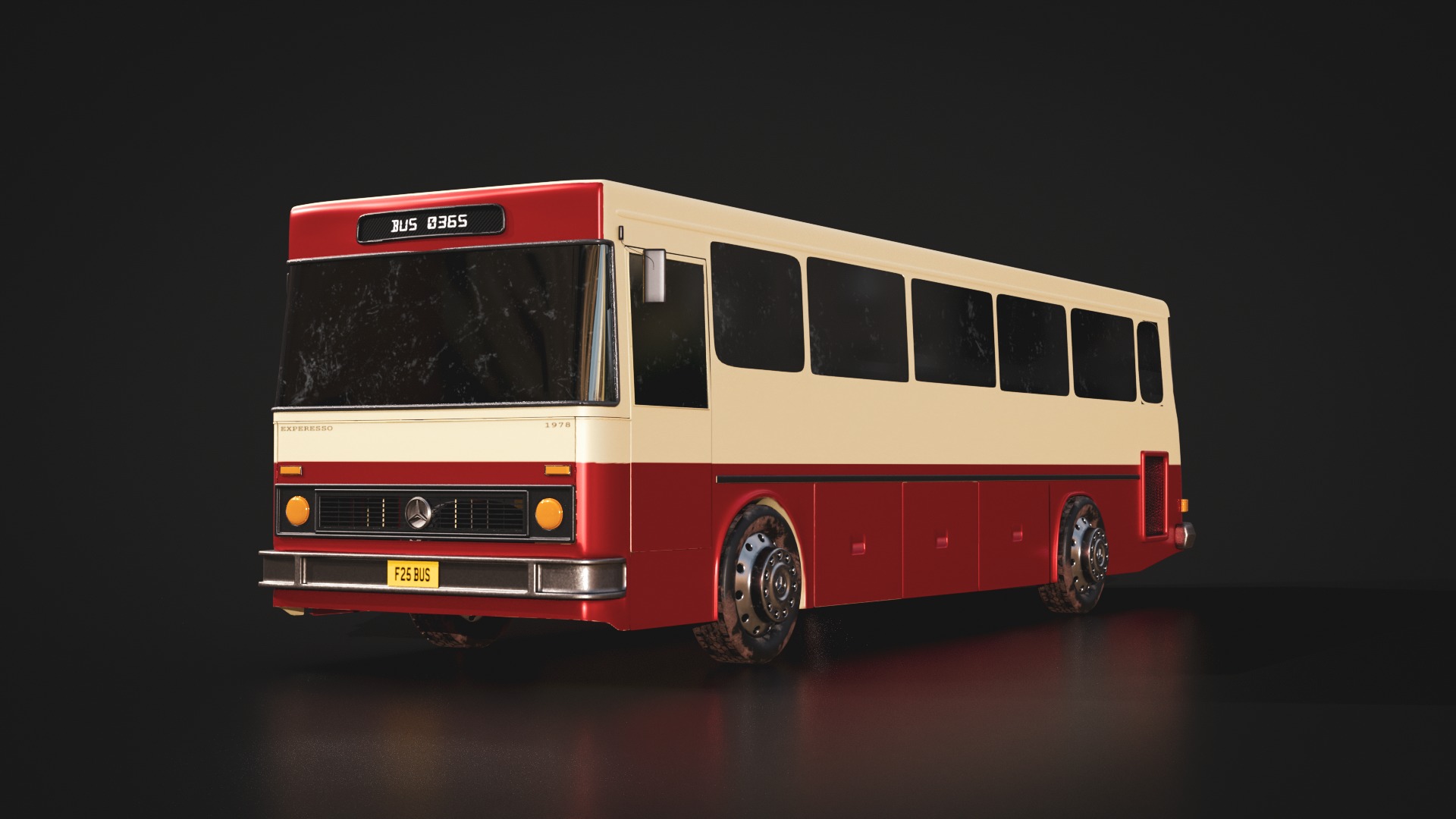 Classic Bus 1978 Low-poly 3D model_10