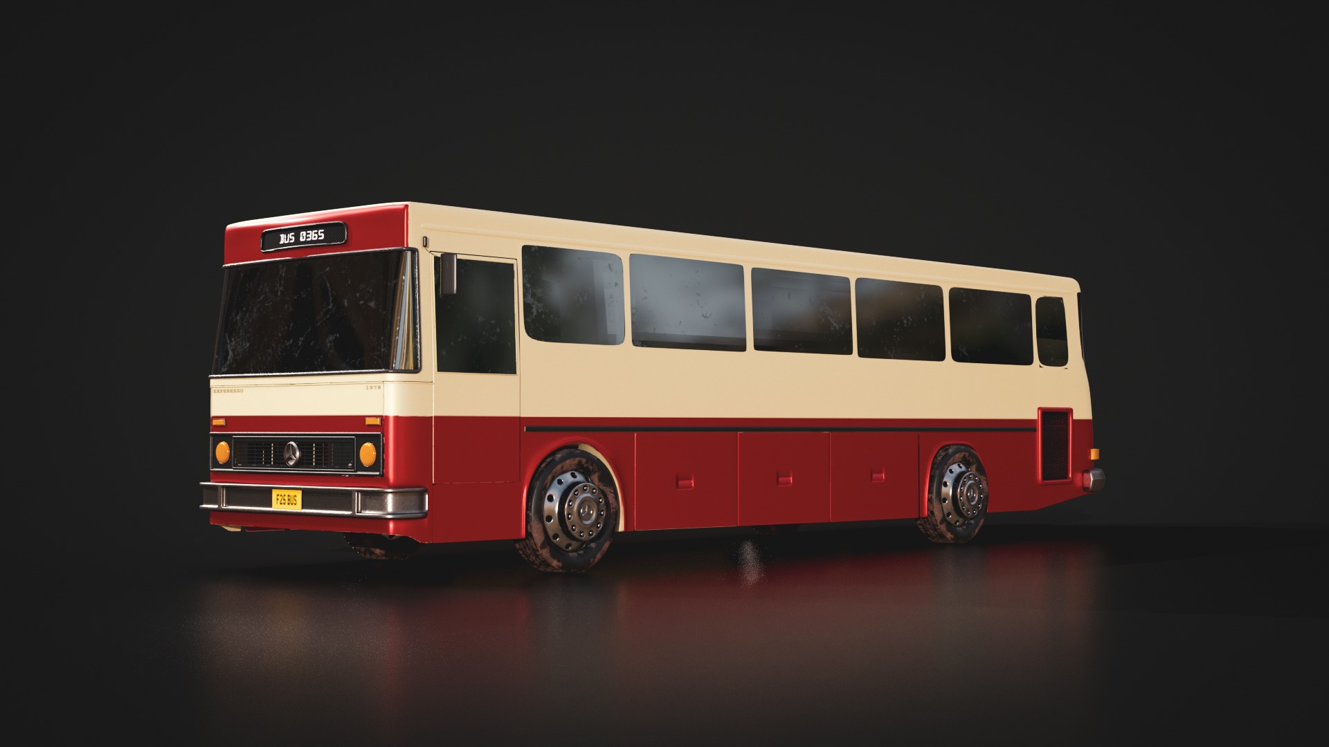 Classic Bus 1978 Low-poly 3D model_1