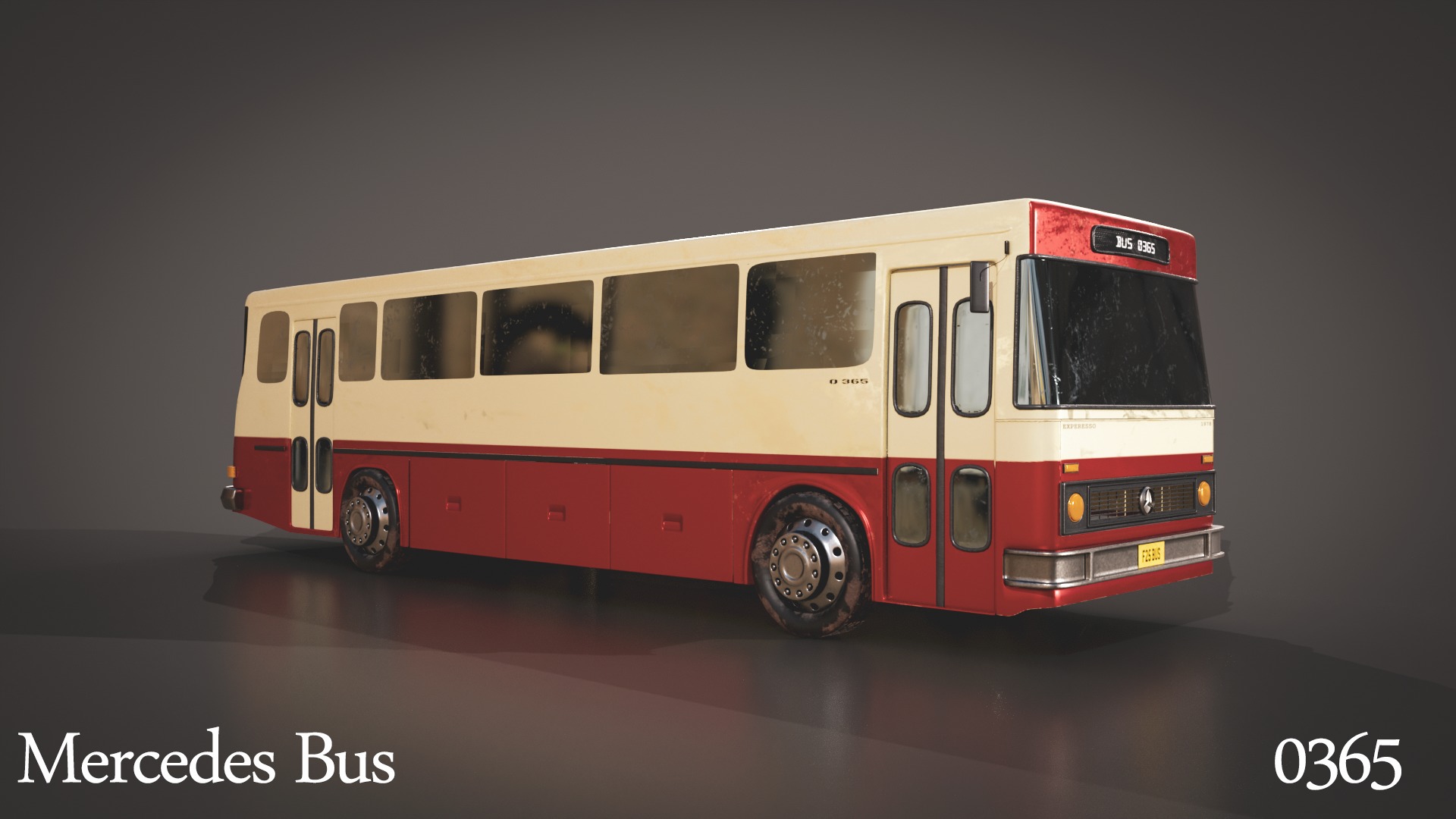 Classic Bus 1978 Low-poly 3D model_7