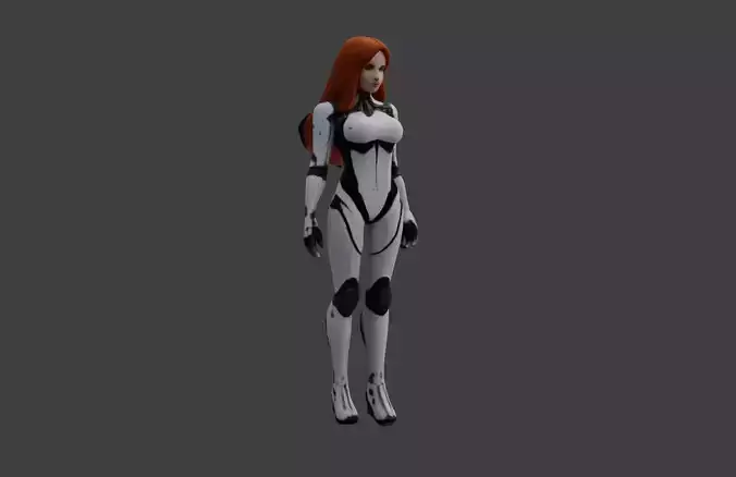 Futuristic Sci-Fi Cyborg Woman 3D model