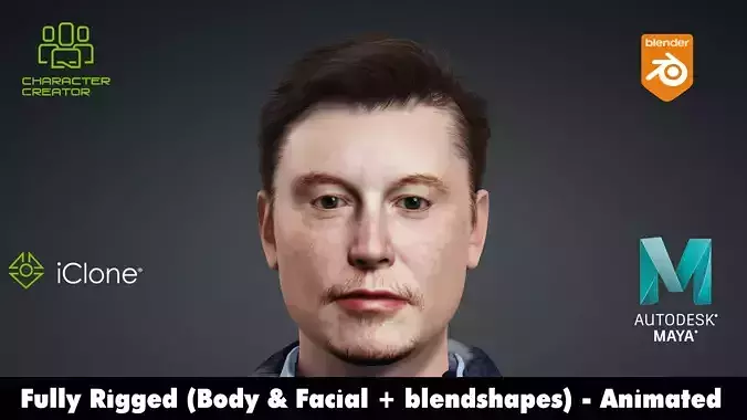 Elon Musk Rigged 2500 Free animations tutorial