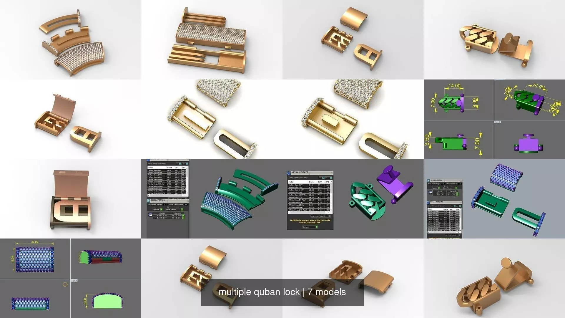 multiple quban lock 3D Model Collection_0