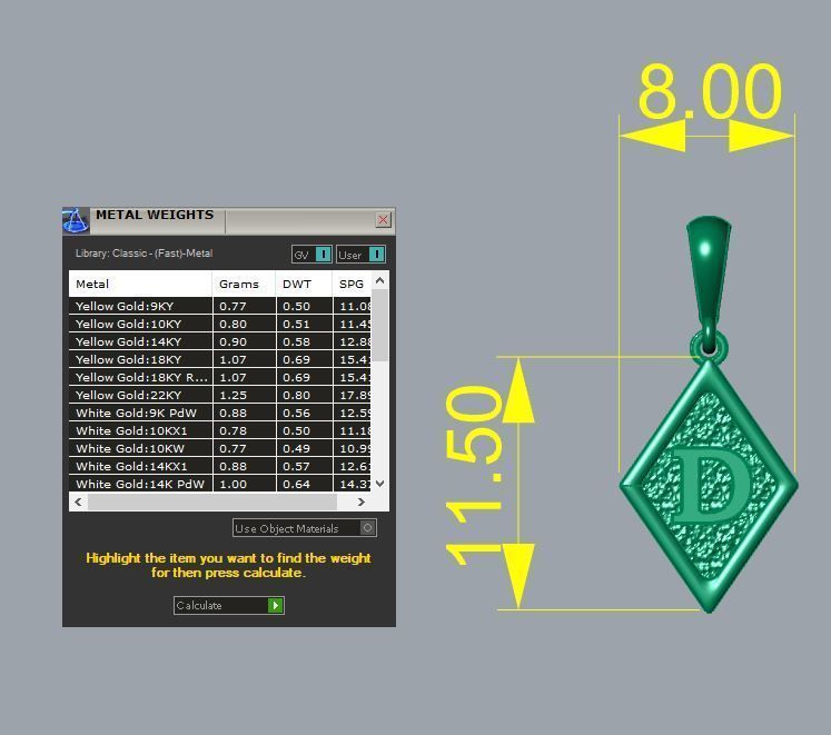 Latter pendant D 3D print model_1