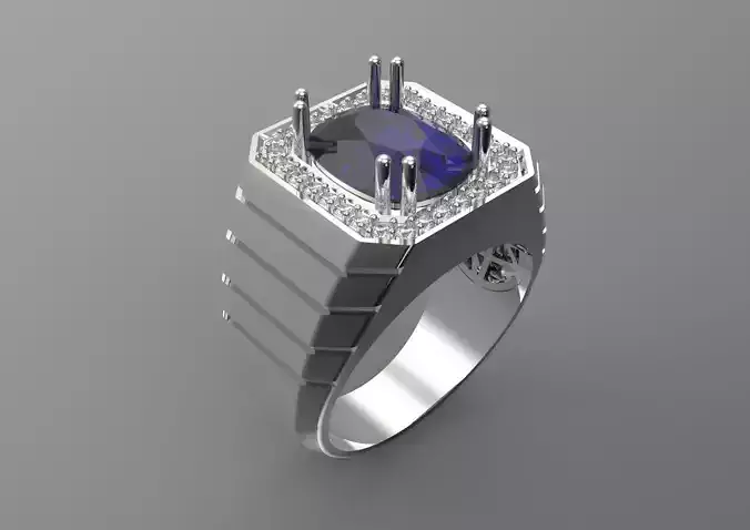 blue stone jewelry man ring mr0013 3D print model