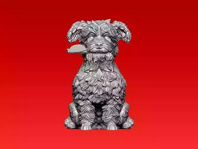  Terrier dog bites eyeglasses - statue - 3D print