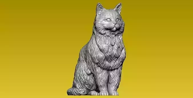  Thick-haired American cat - statue - 3D print 3D print model