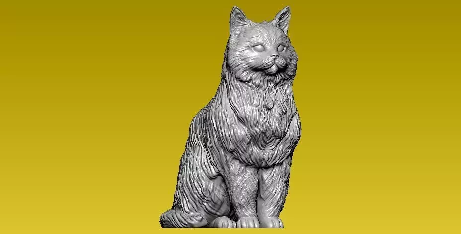 Thick-haired American cat - statue - 3D print 3D print model