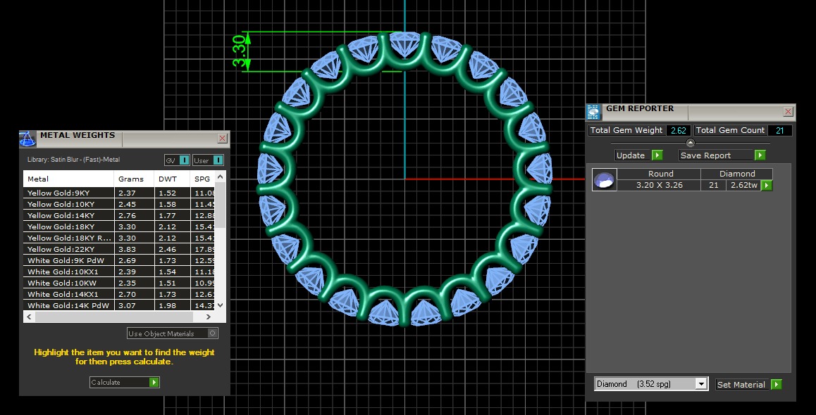 U Shaped Eternity Ring 3 point 2 mm stone size swiss 16 and EU56 3D print model_3