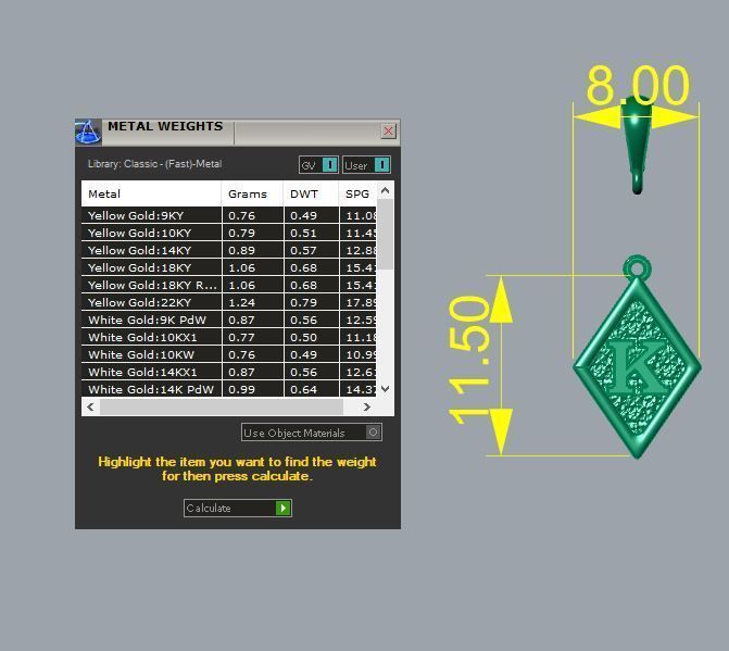 Latter pendent K 3D print model_1