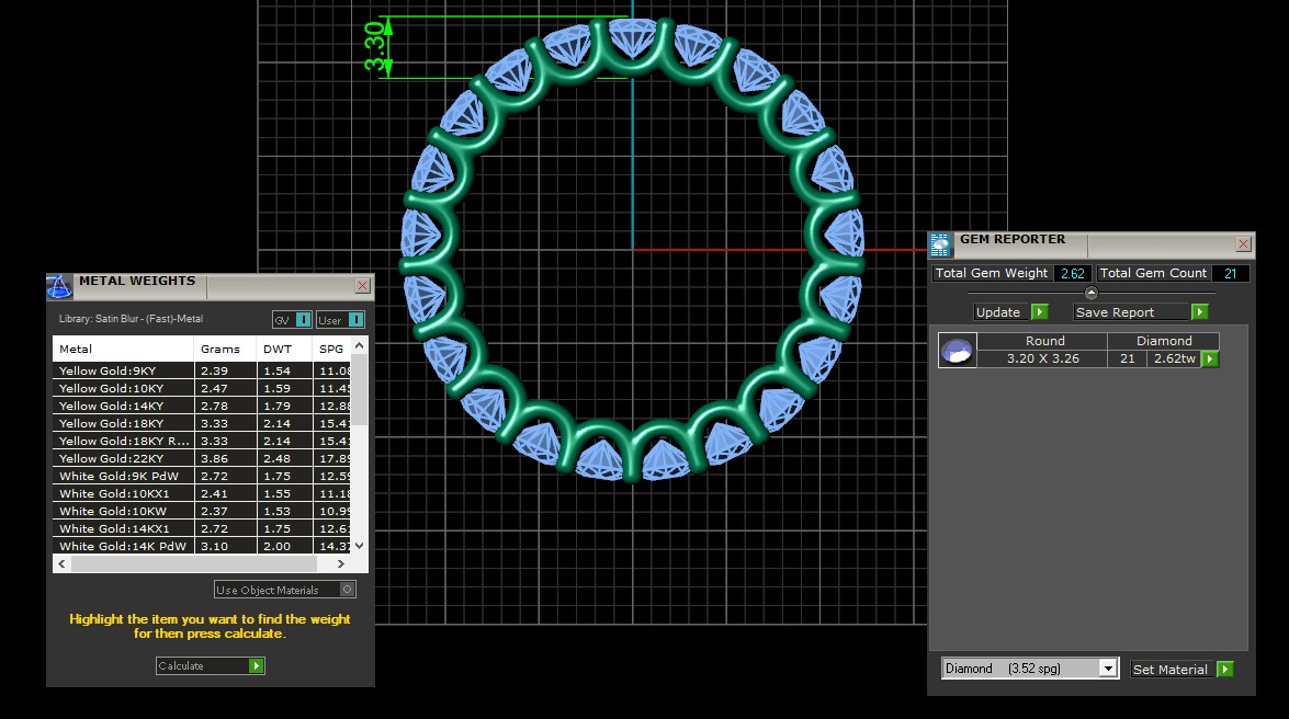 U Shaped Eternity Ring 3 point 2 mm stone size swiss 17 and EU57 3D print model_3
