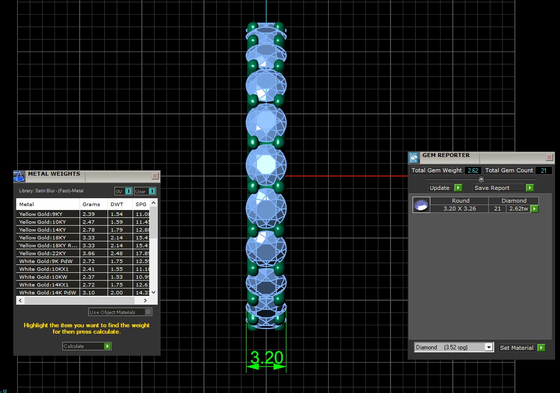 U Shaped Eternity Ring 3 point 2 mm stone size swiss 17 and EU57 3D print model_4