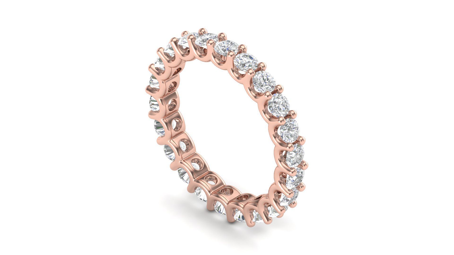 U Shaped Eternity Ring 3 point 2 mm stone size swiss 18 and EU58 3D print model_9