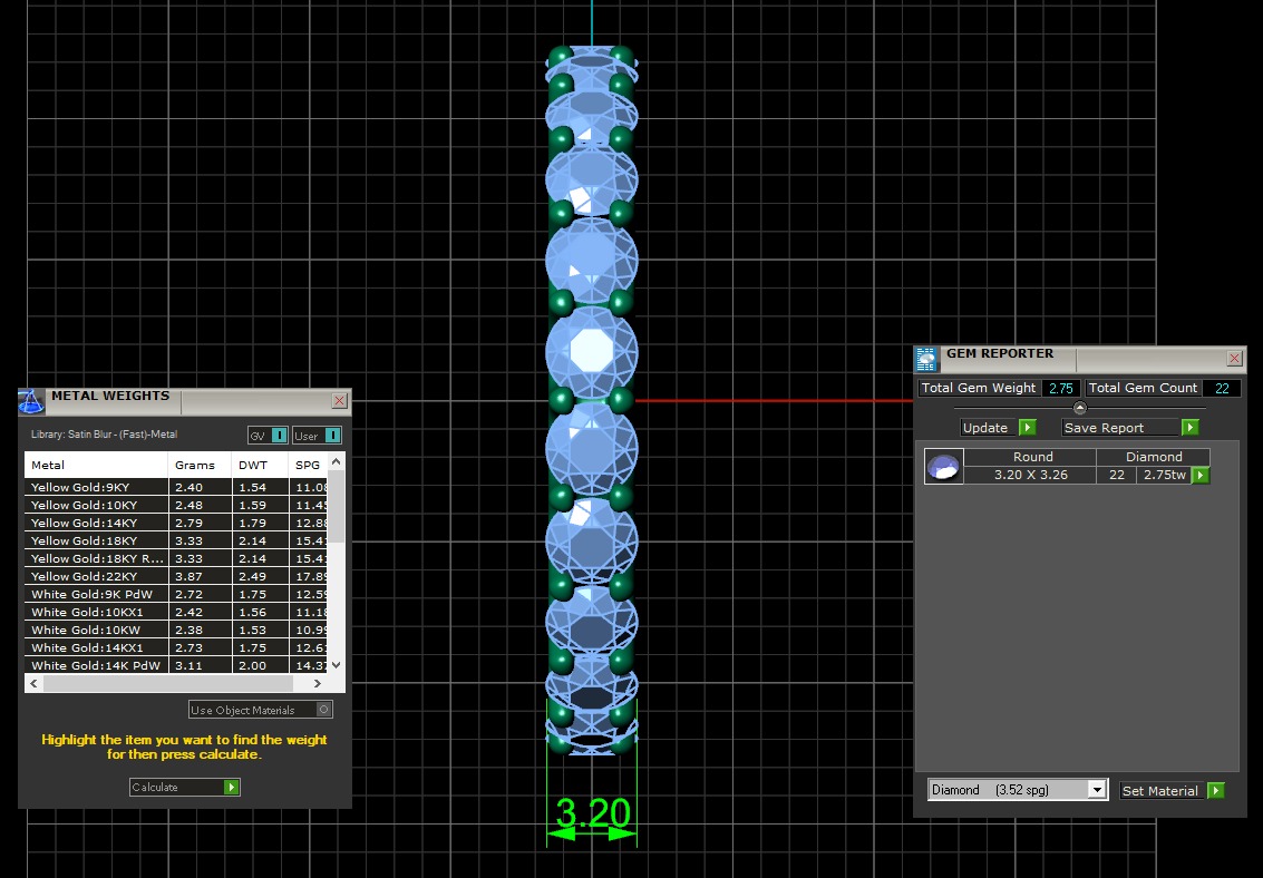 U Shaped Eternity Ring 3 point 2 mm stone size swiss 18 and EU58 3D print model_4