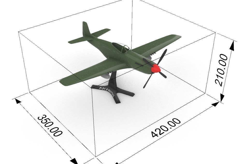 P51 D Mustang 1-32 3D print model_1